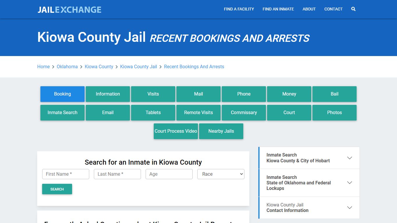 Kiowa County Jail OK Recent Arrests and Bookings - Jail Exchange